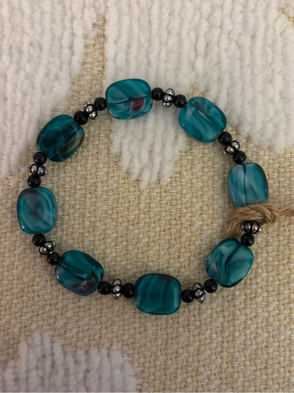Teal Glass Bead Stretch Bracelet